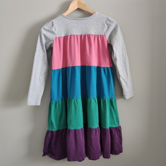 Hanna Andersson Grey Color Block Twirl Long Sleeve Dress Size 12 / 150 - Picture 6 of 9